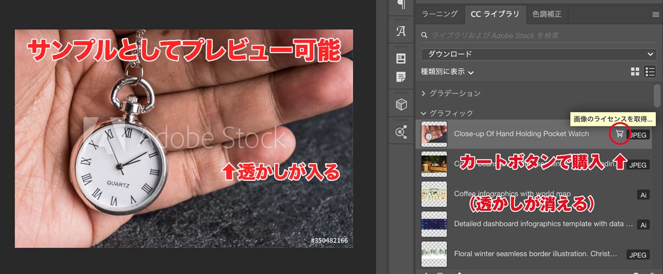 adobe stockプレビュー画面