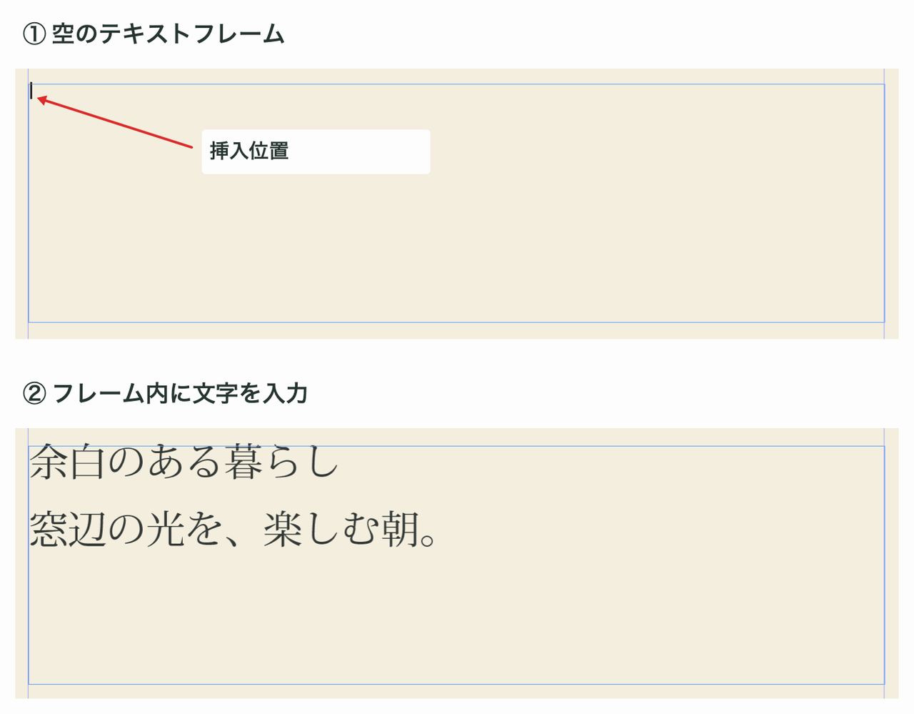 テキストフレームを作成して文字を入力する