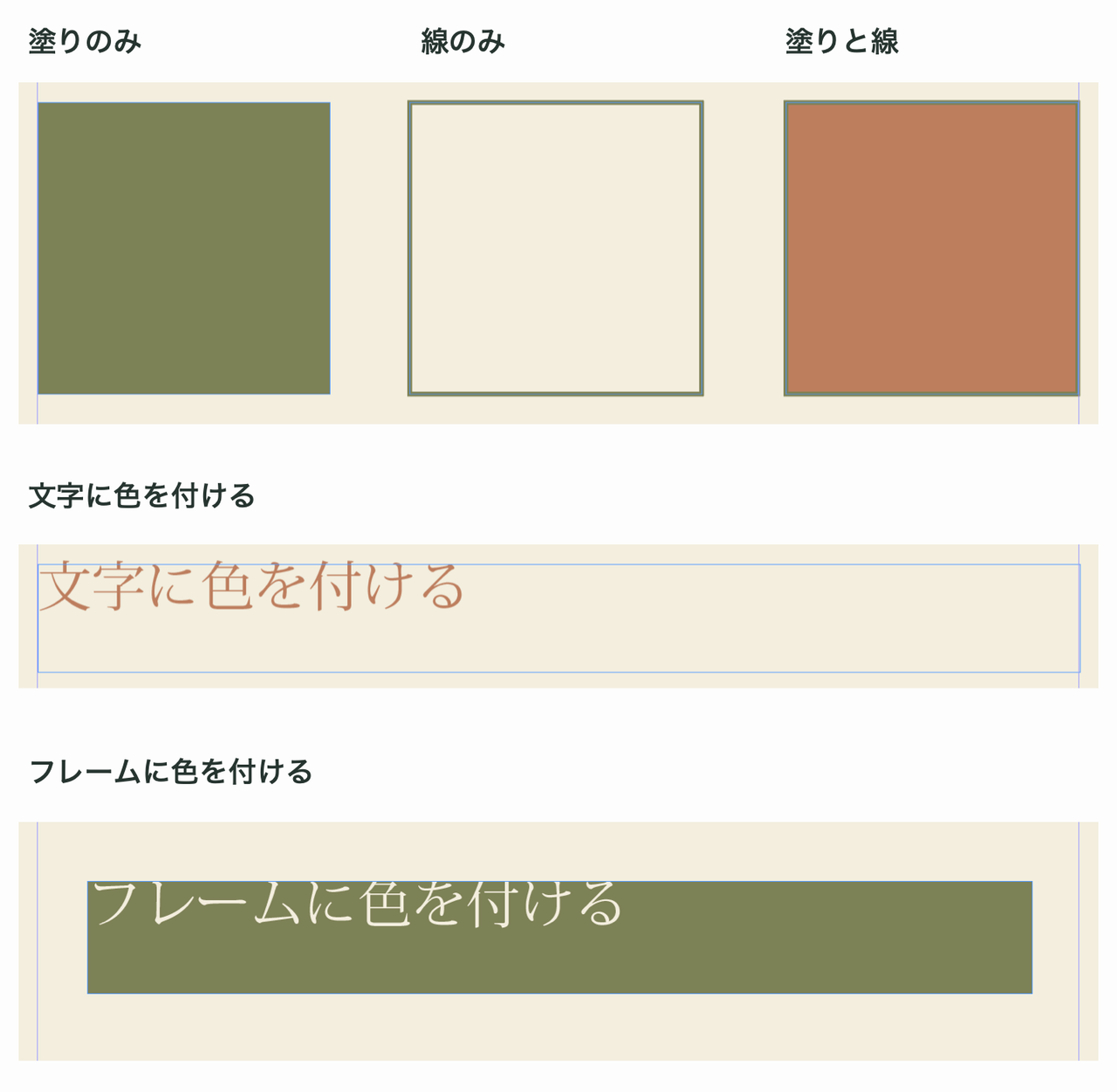 塗りと線と文字色の違い