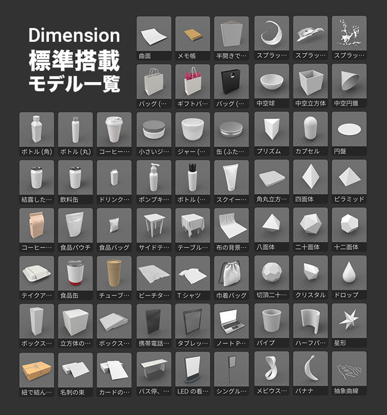 Dimension標準搭載モデル一覧