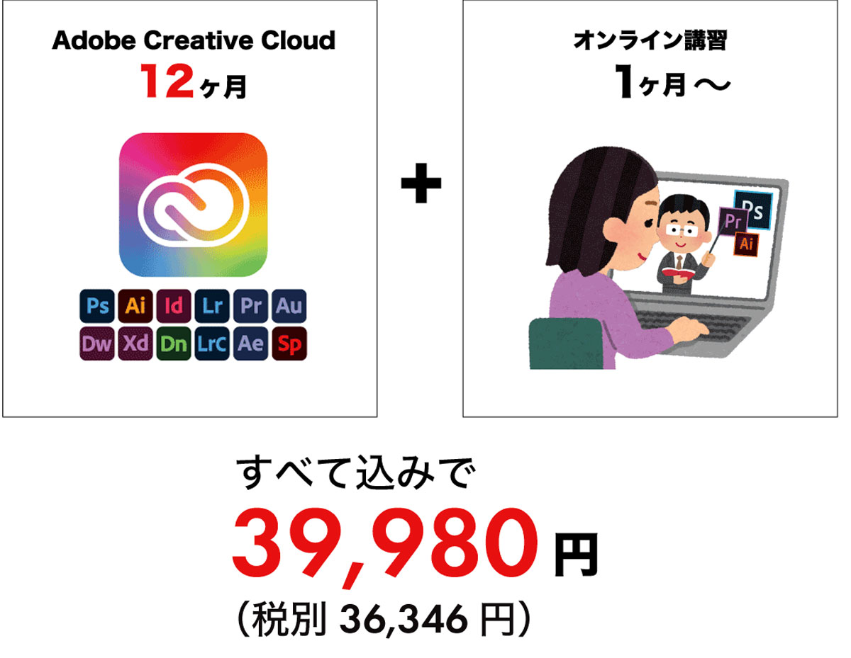 Adobe公認スクールでのみセット販売