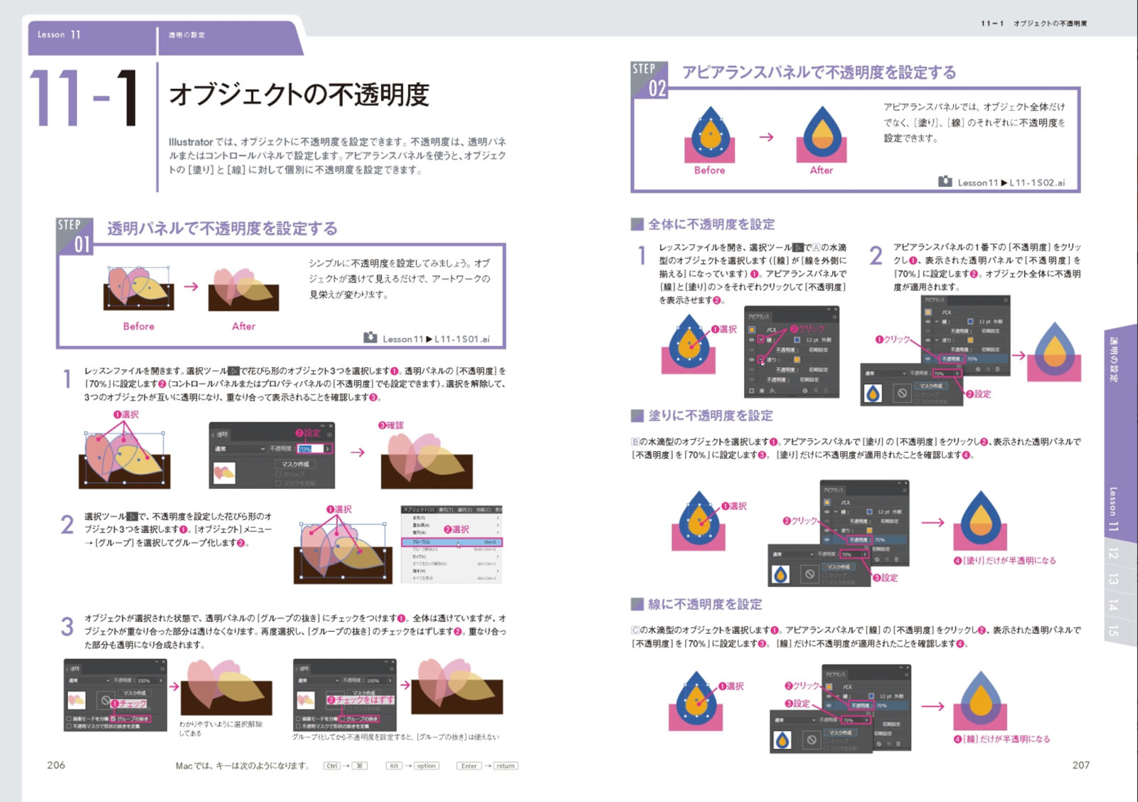 オブジェクトの不透明度