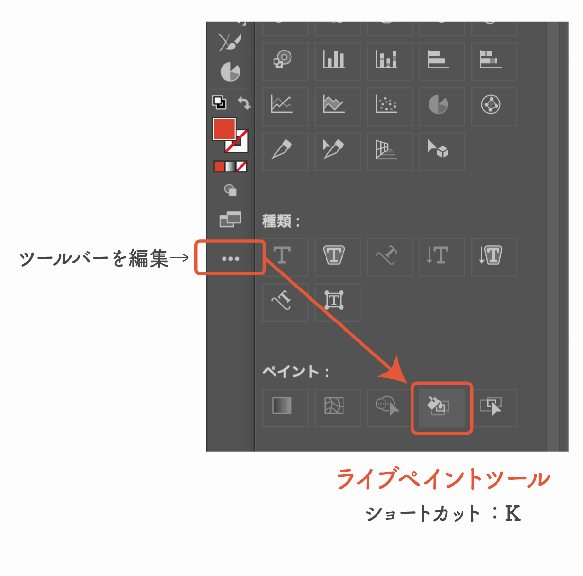 ライブペイントツールの表示方法