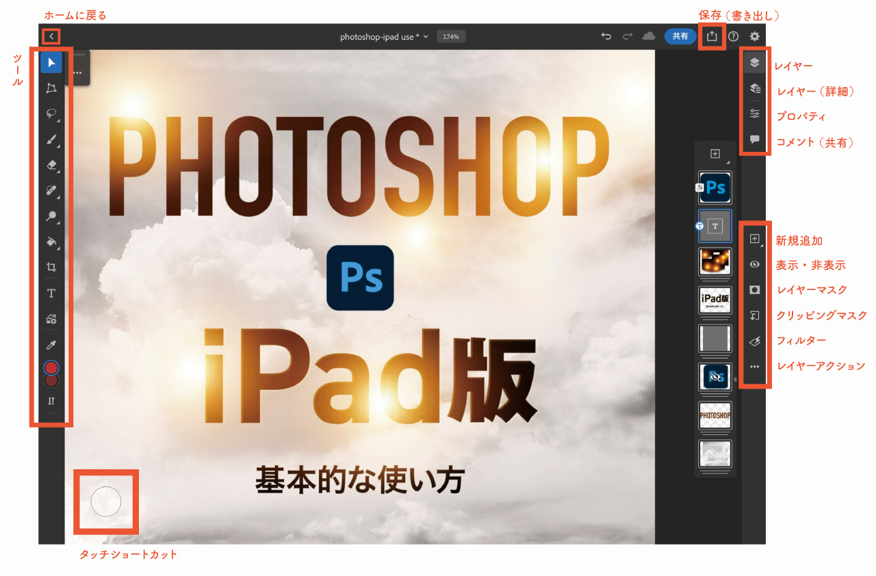 Photoshop iPad版の画面の見方