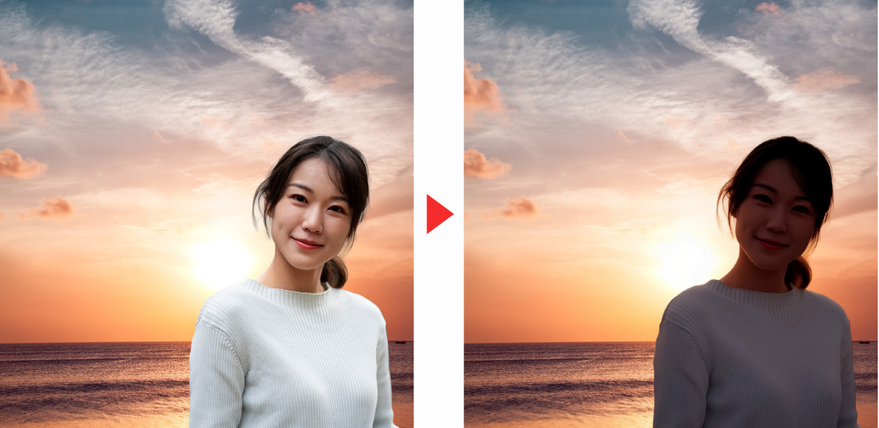 夕焼けの逆光写真を調和