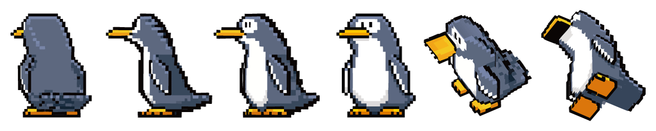 ドット絵に対してターンテーブルを使用した例