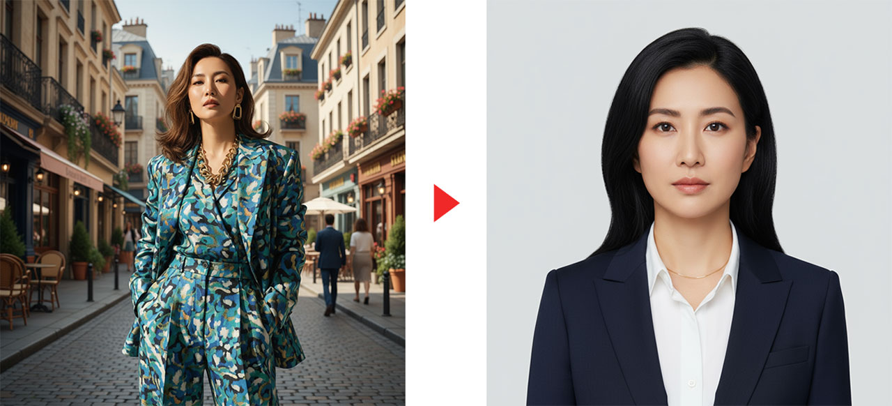 モデル写真を証明写真に変更