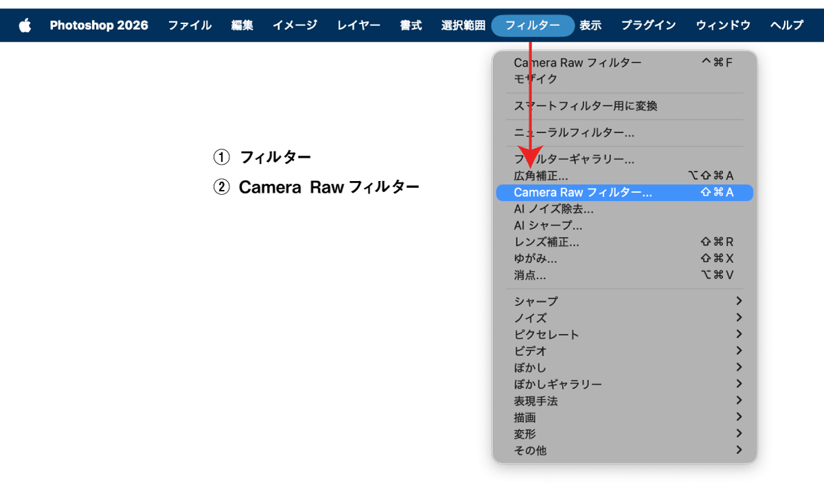 Camera Rawフィルターを開く