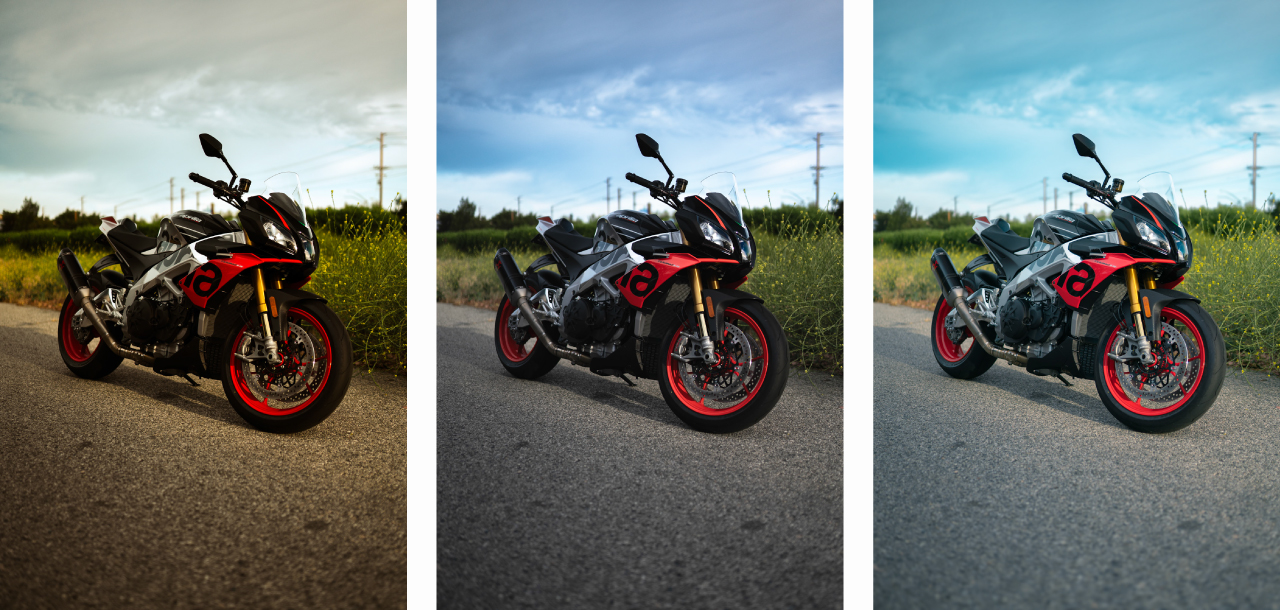 Adobe Lightroom モバイル版で色調補正したバイクの写真